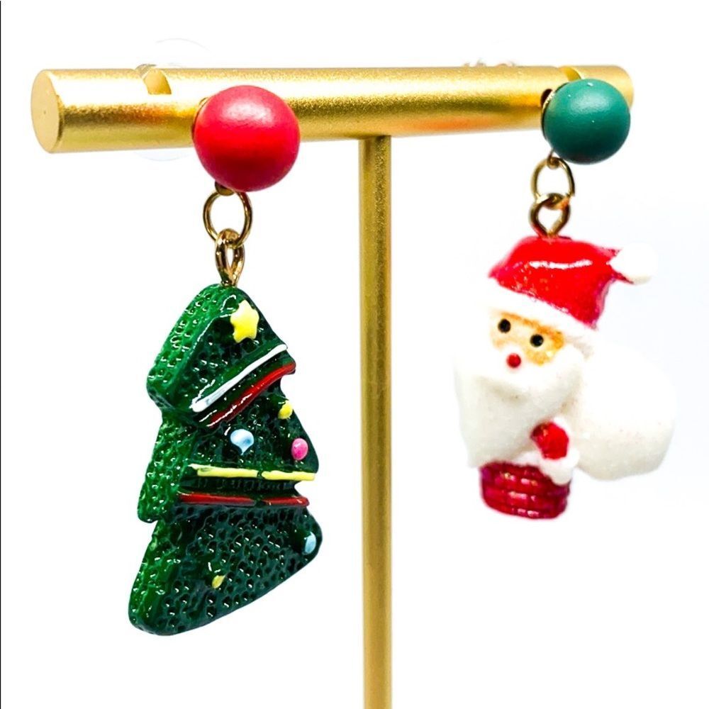 Christmas Tree Santa Claus Holiday Earring